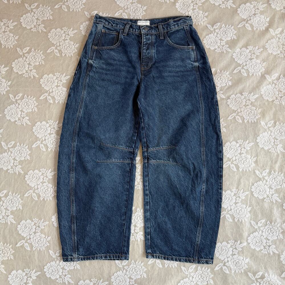 Free People We The Free Good Luck Barrel Jeans Size 26